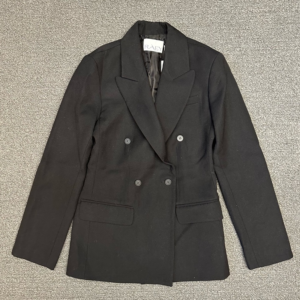 RAEY Double-Breasted Wool Suit Jacket in Black